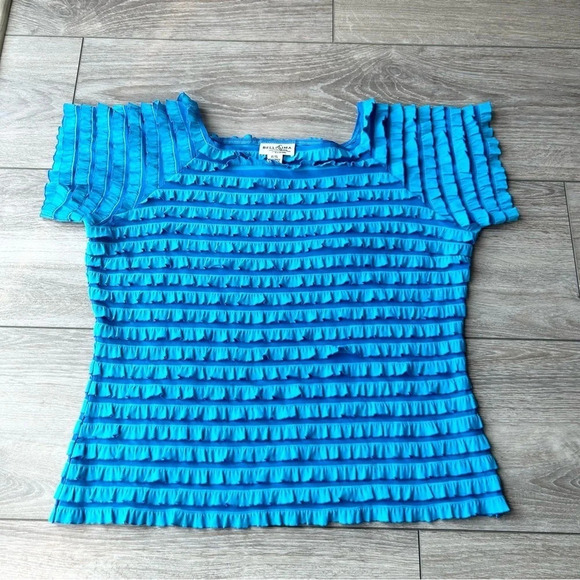 Bellissima Square Neck Stretch Cha Cha Tiered Short Sleeve  Top Made in Canada - Picture 4 of 10